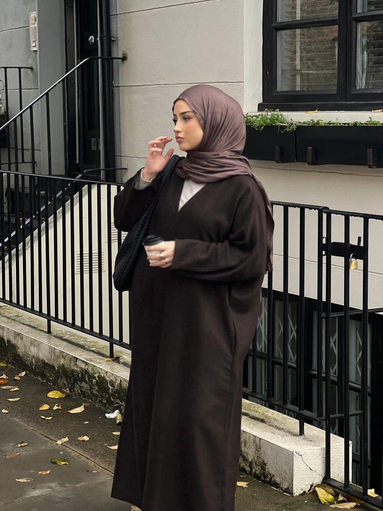Felt Texture Abaya Coat