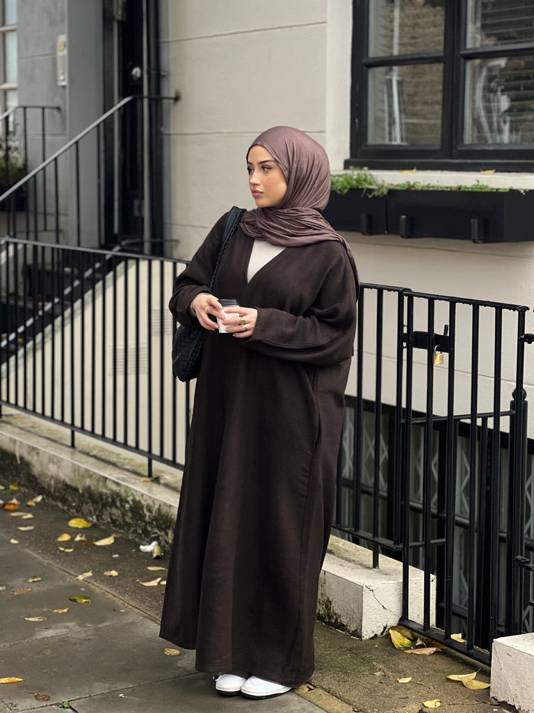 Felt Texture Abaya Coat