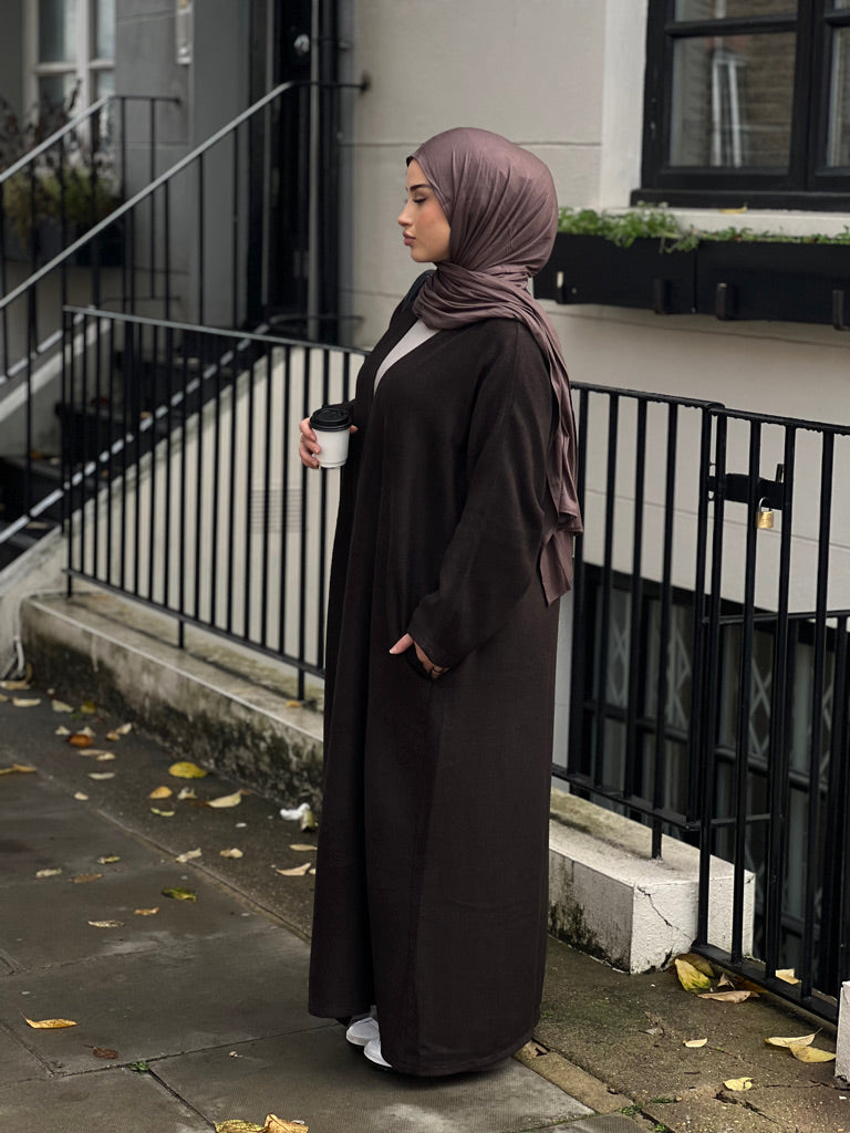 Felt Texture Abaya Coat