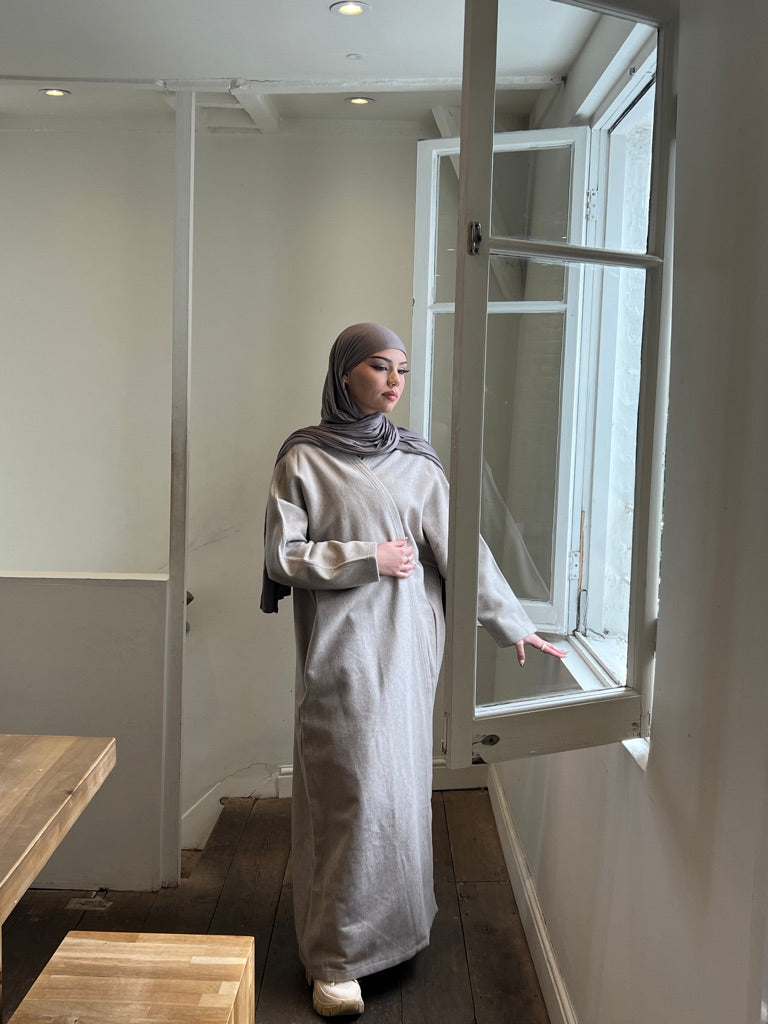 Felt Texture Abaya Coat