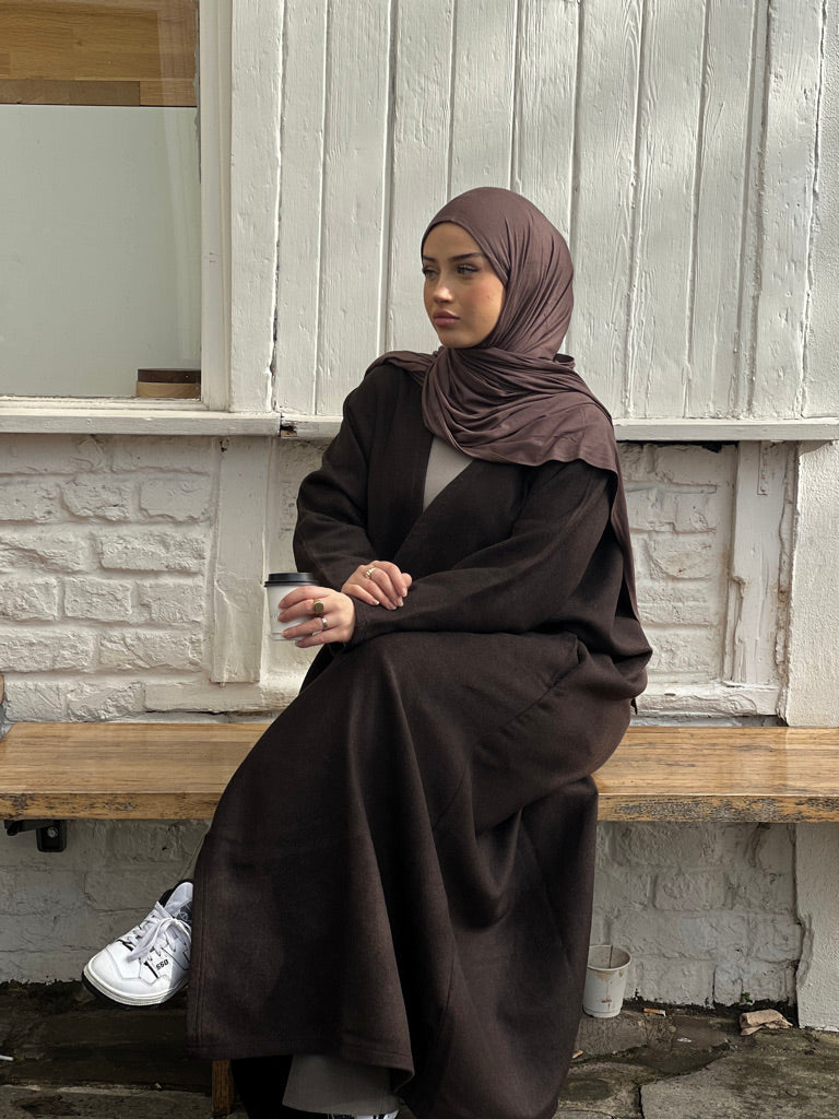 Felt Texture Abaya Coat
