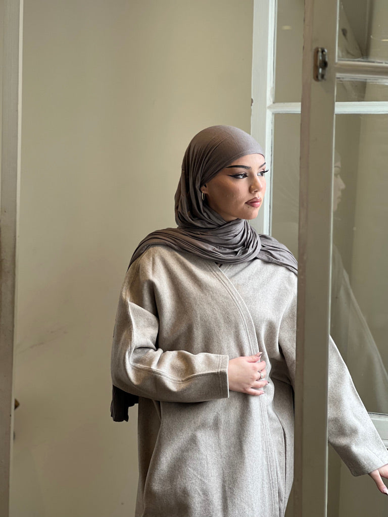 Felt Texture Abaya Coat