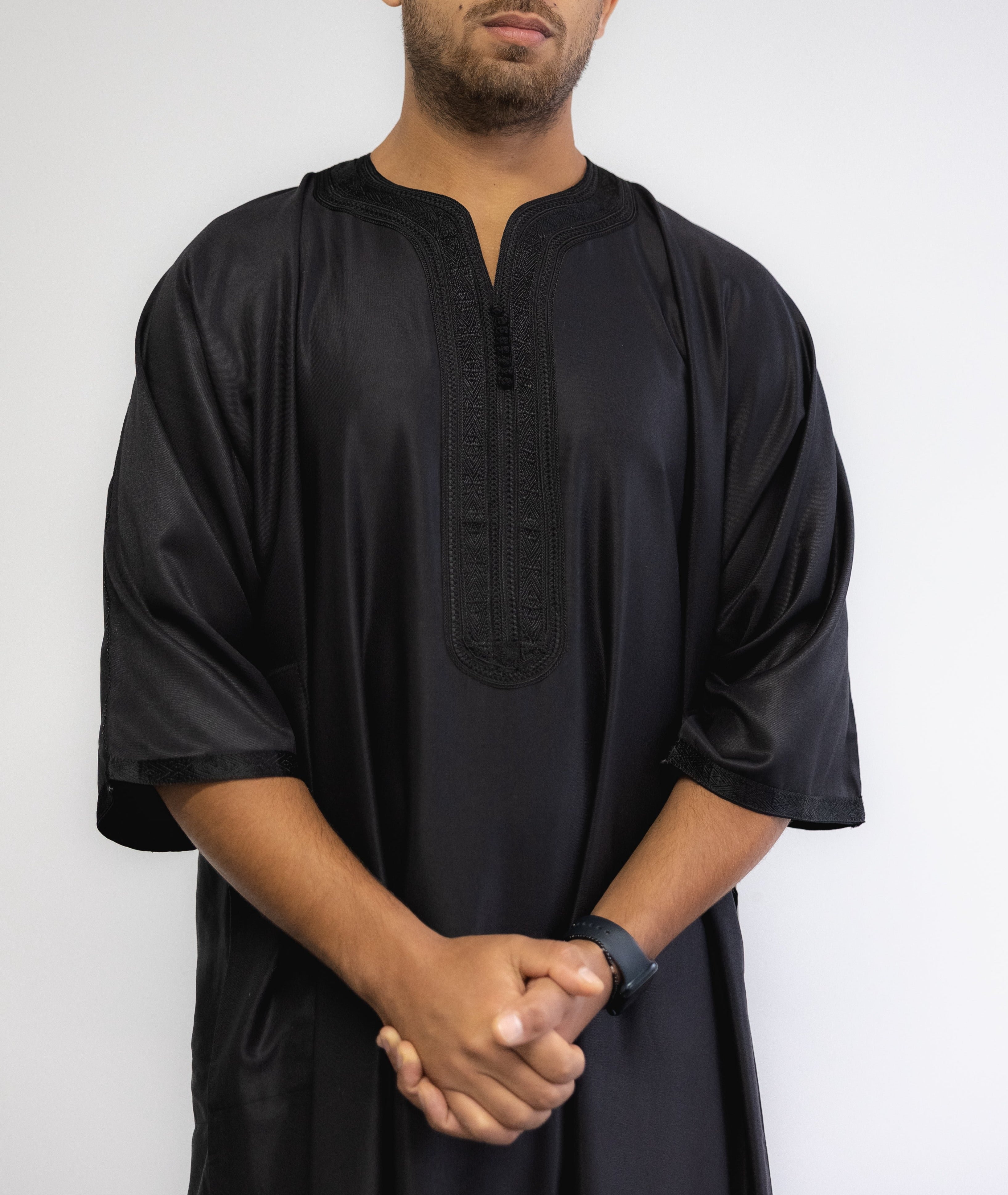Black Moroccan Thobe - HAWAA Clothing UK