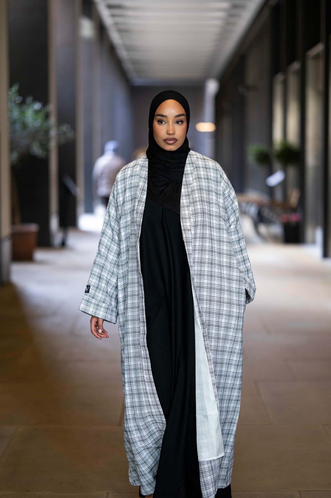 Plaid Abaya Coat