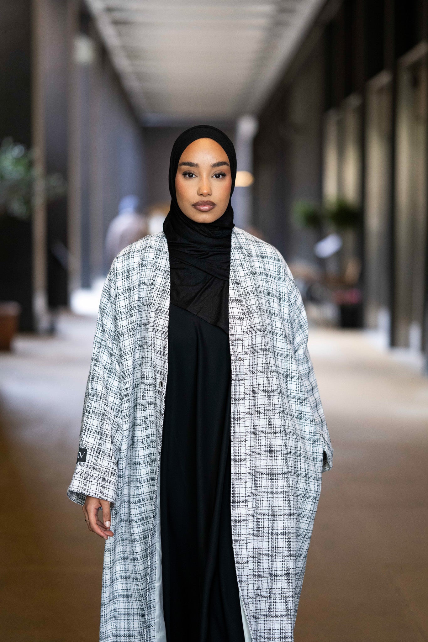 Plaid Abaya Coat