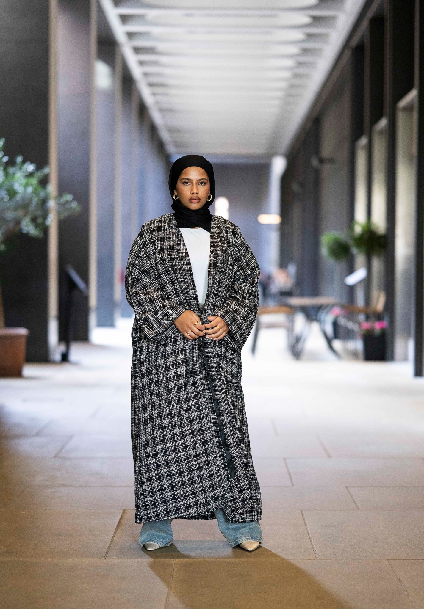 Plaid Abaya Coat