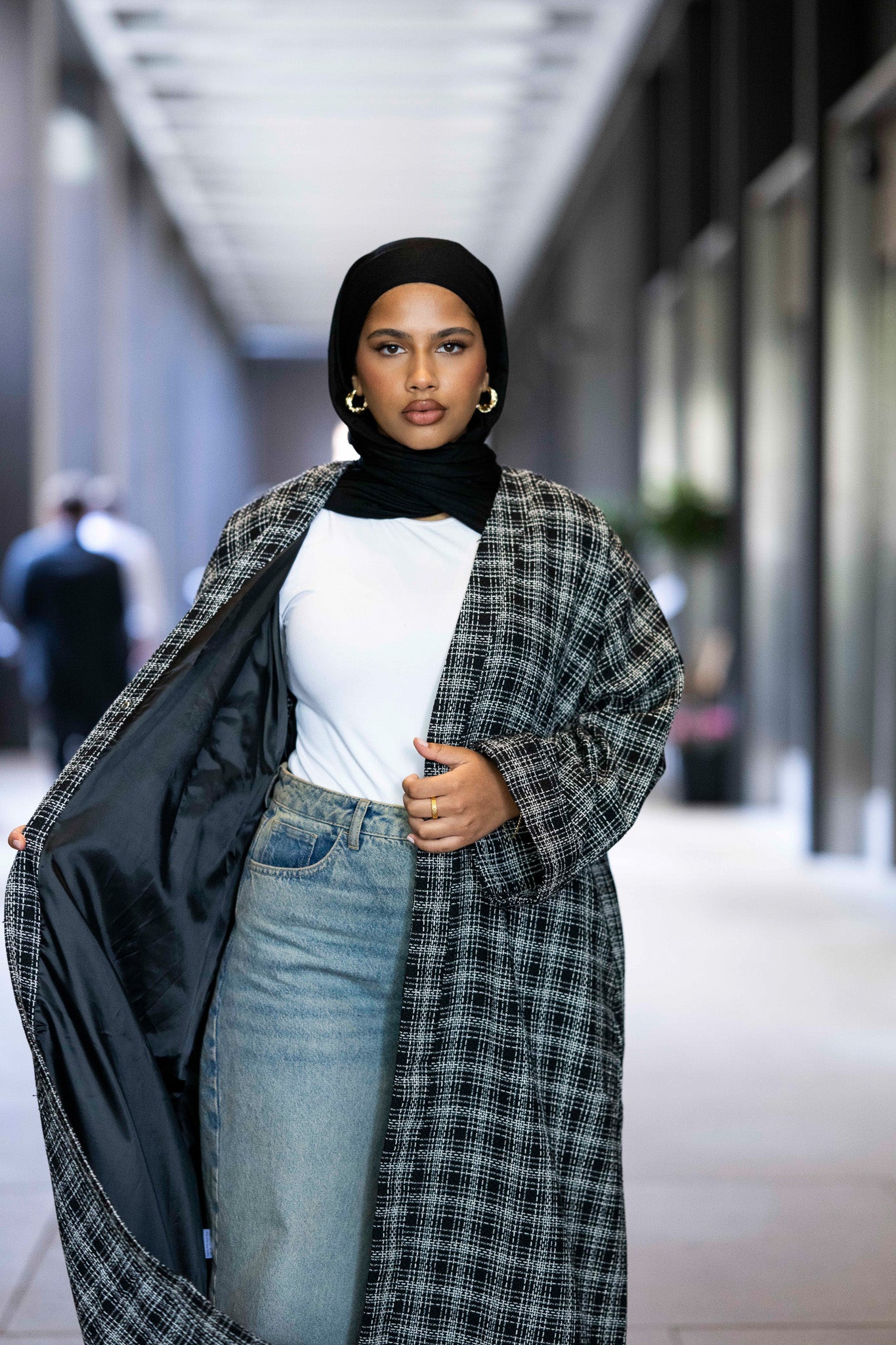 Plaid Abaya Coat