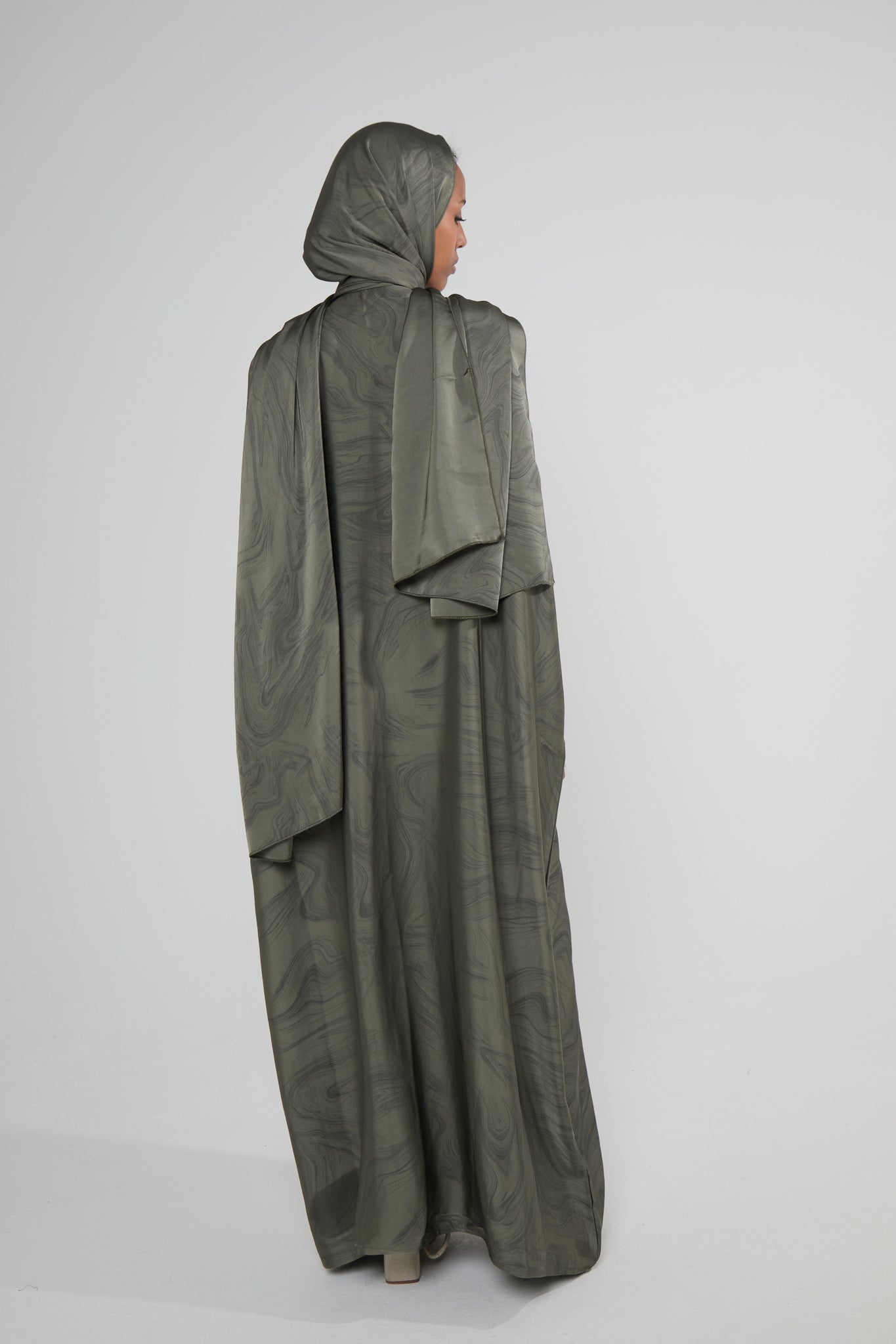 Olive Marble Wrap Abaya