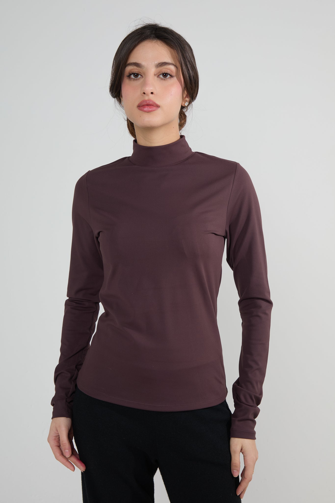 Brown High Neck Base Top