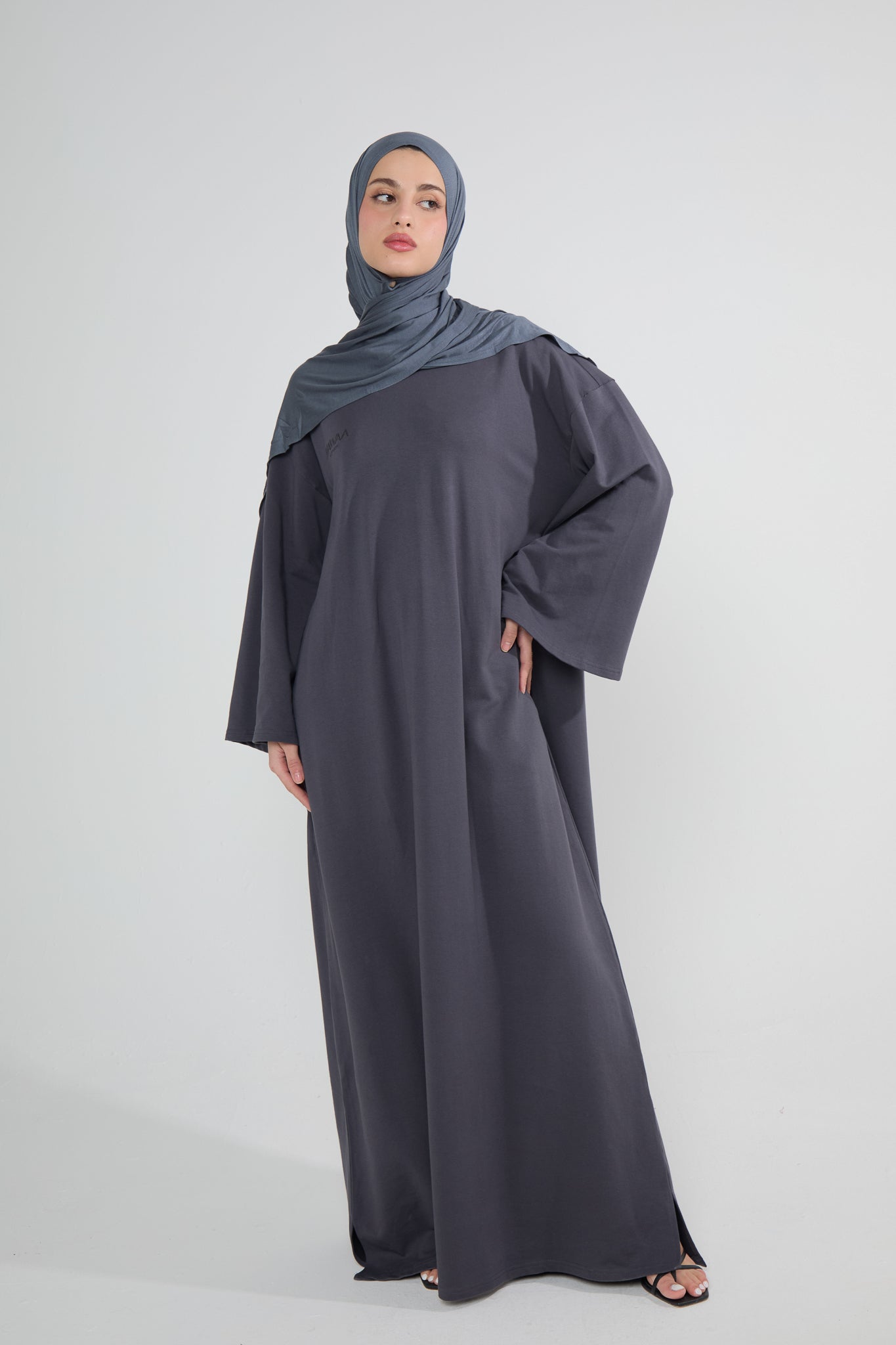 Grey Oversized Cotton Tee Abaya