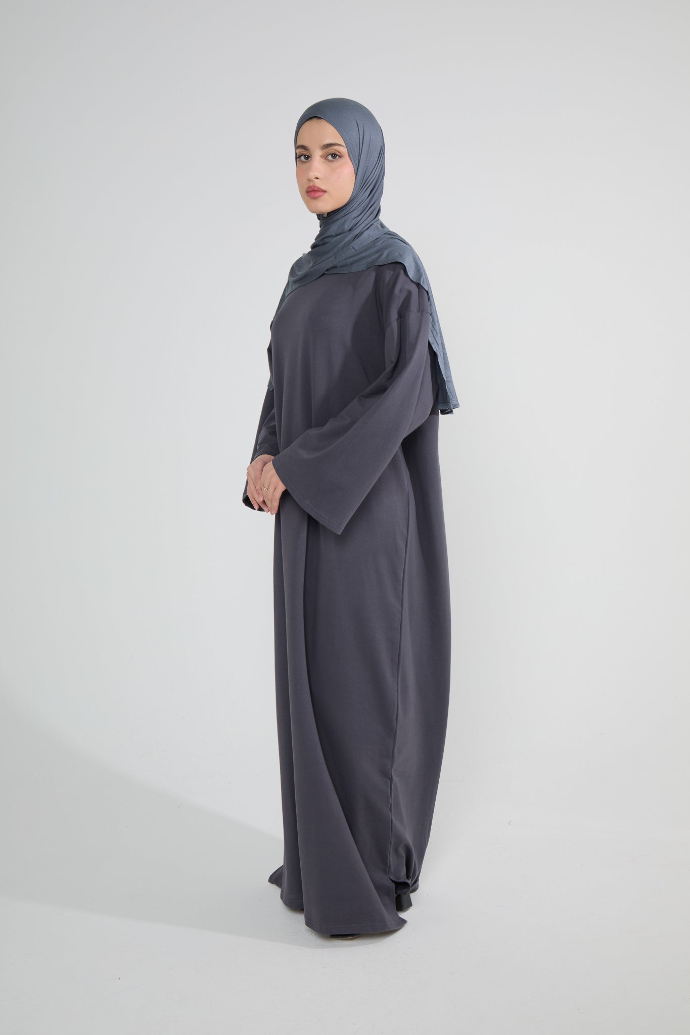 Grey Oversized Cotton Tee Abaya