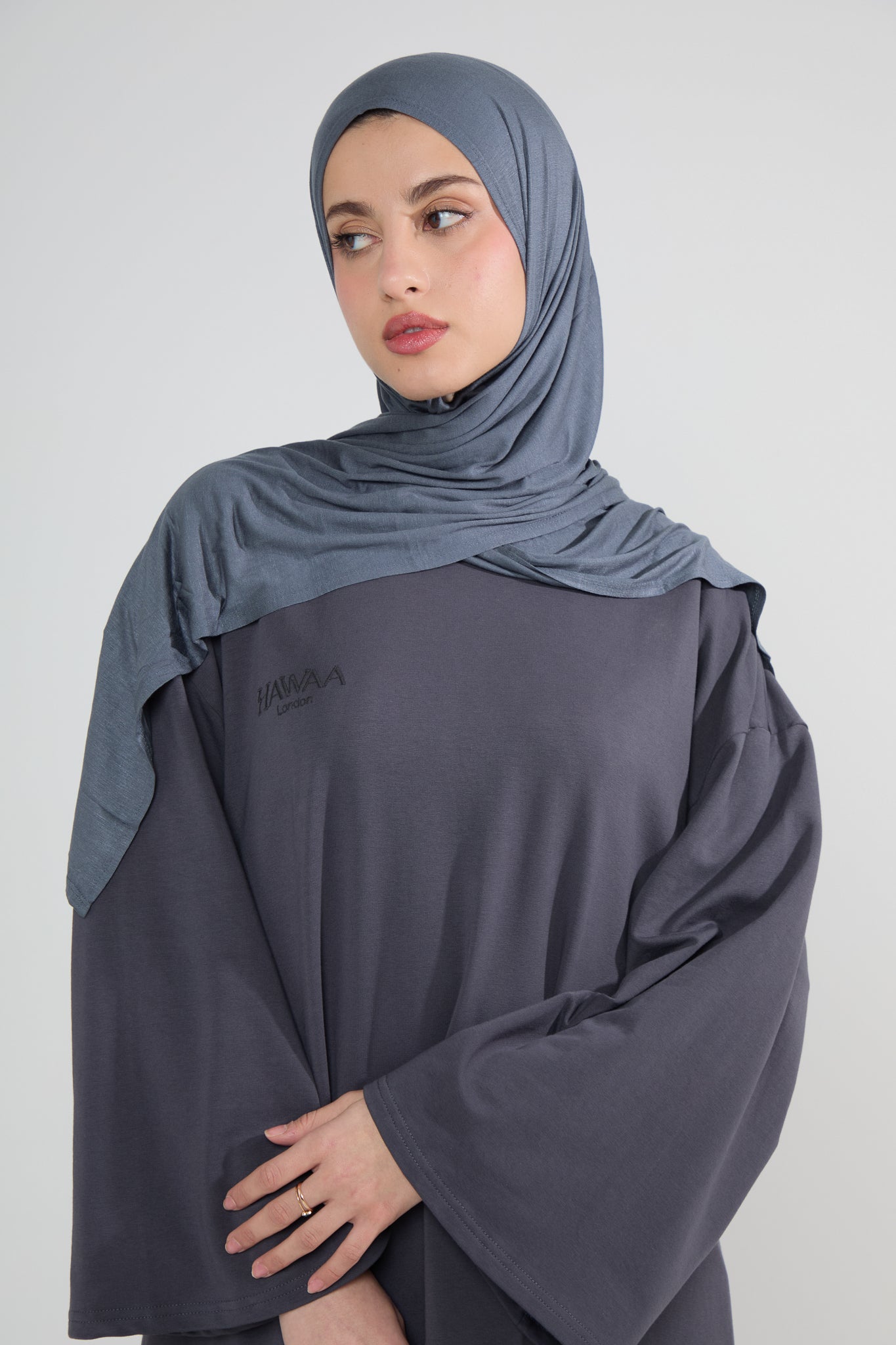 Grey Oversized Cotton Tee Abaya