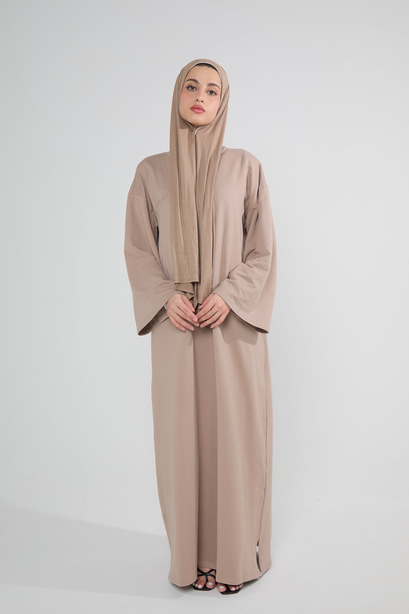 Light Brown Oversized Cotton Tee Abaya