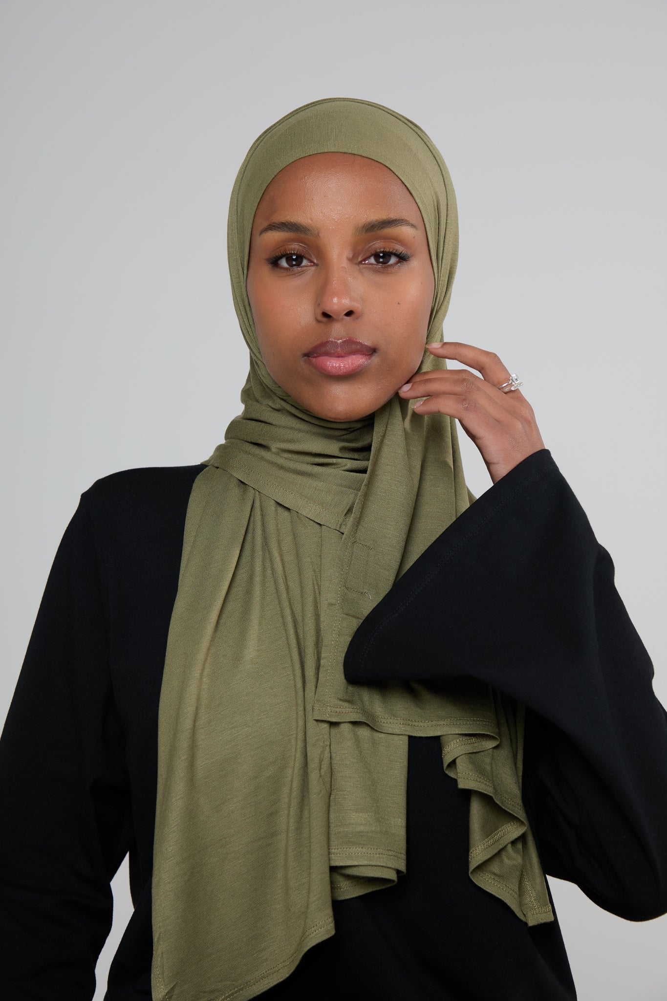 Khaki Cotton Jersey Hijab