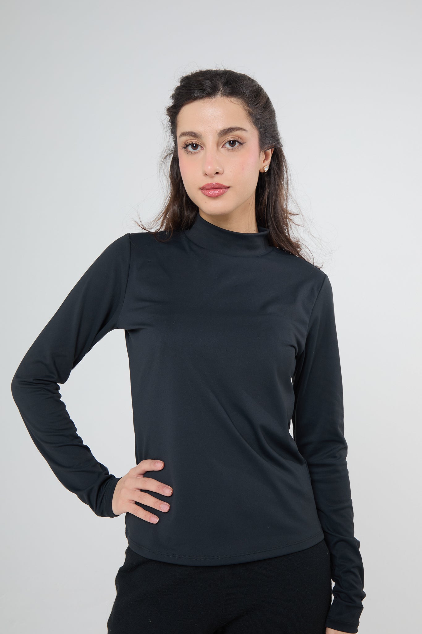 Black High Neck Base Top