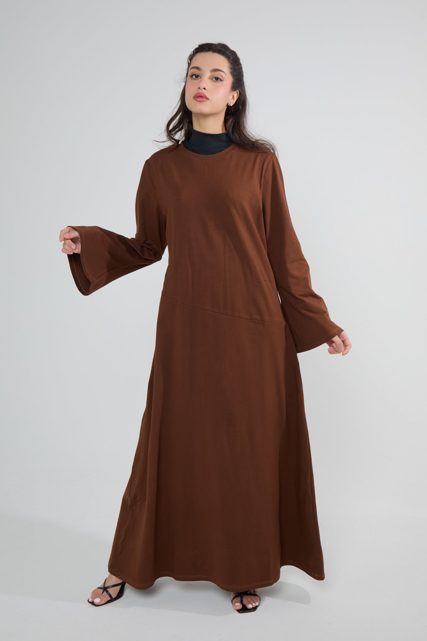 Brown Cotton Abaya Dress