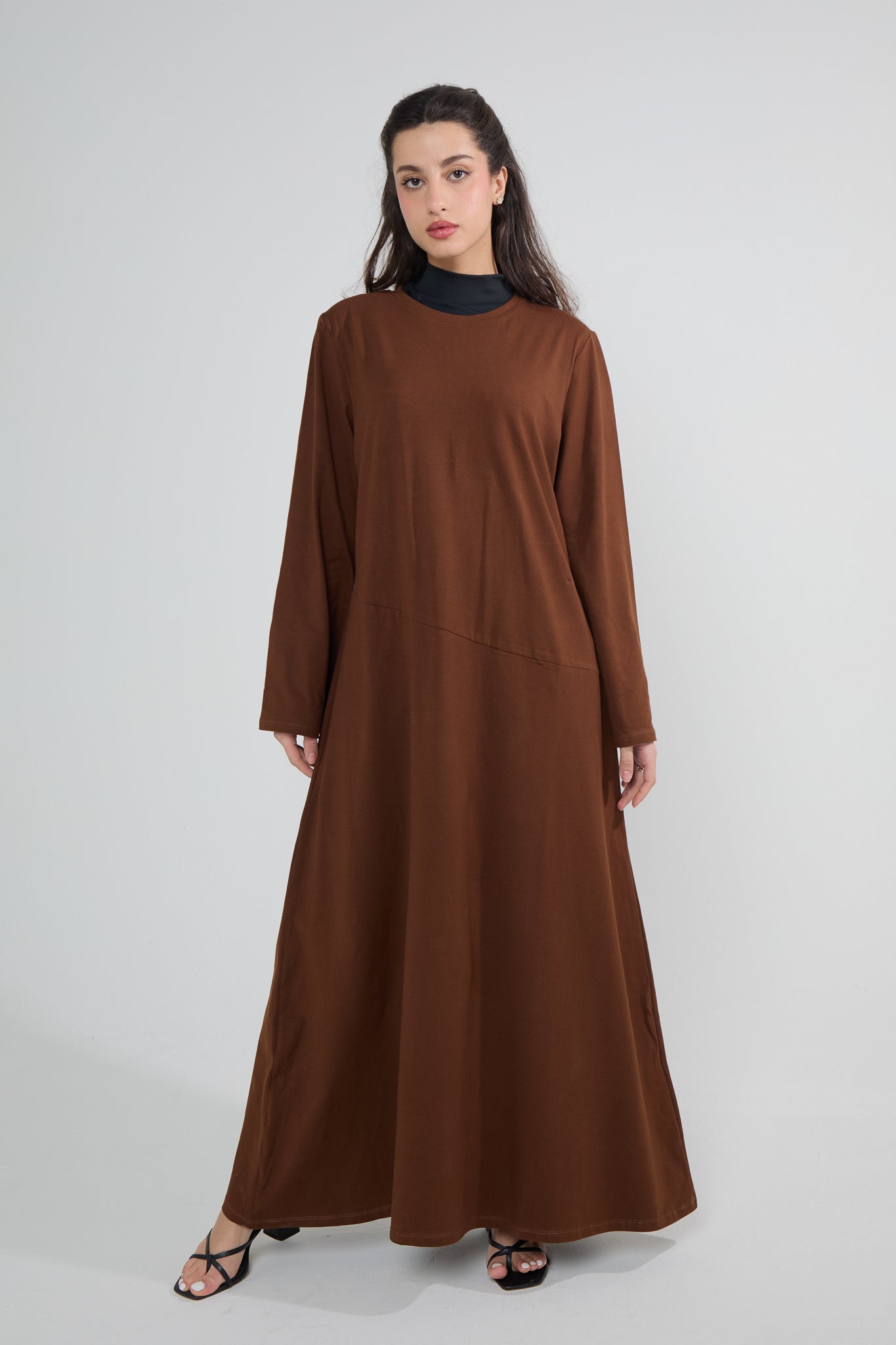 Brown Cotton Abaya Dress