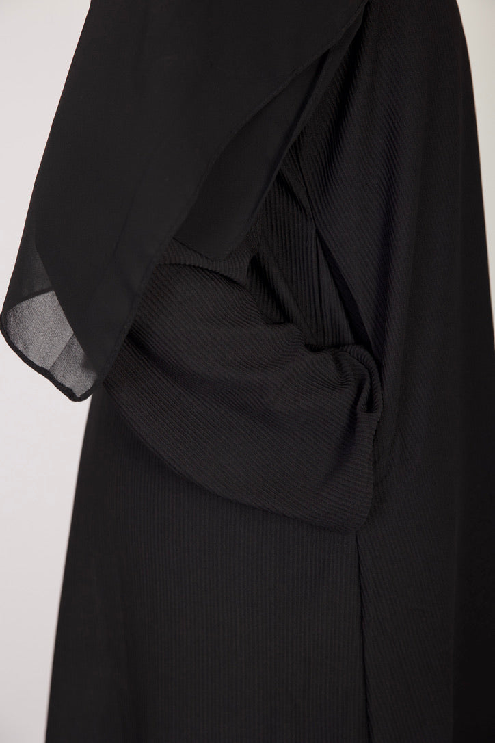 Black Corduroy Winter Abaya - HAWAA Clothing UK