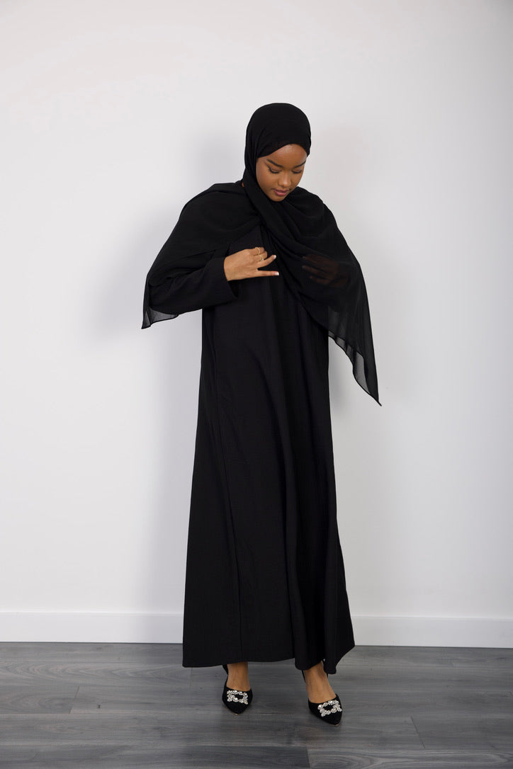 Black Corduroy Winter Abaya - HAWAA Clothing UK