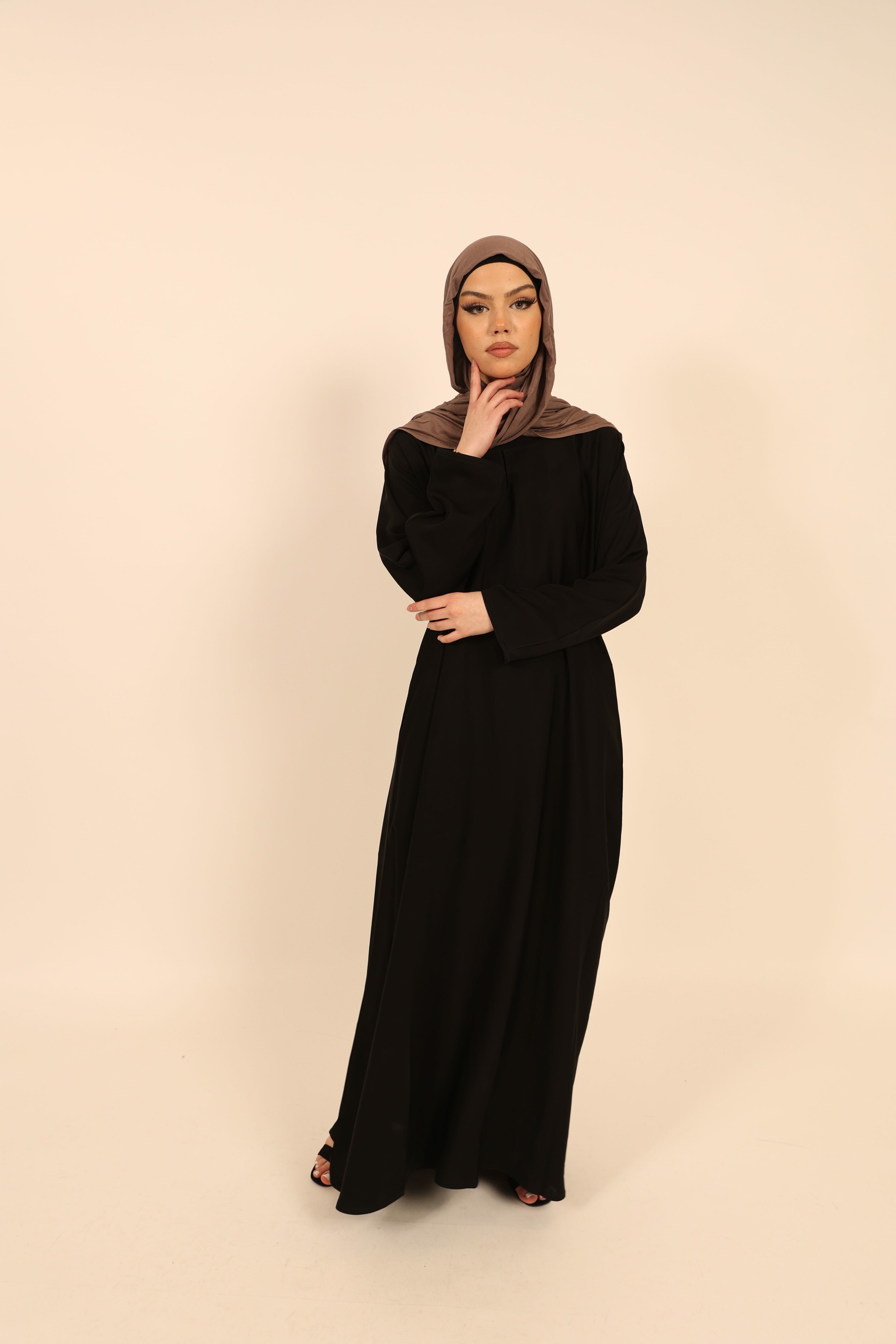 Buy Plain Black Abaya Made from Nidha Fabric