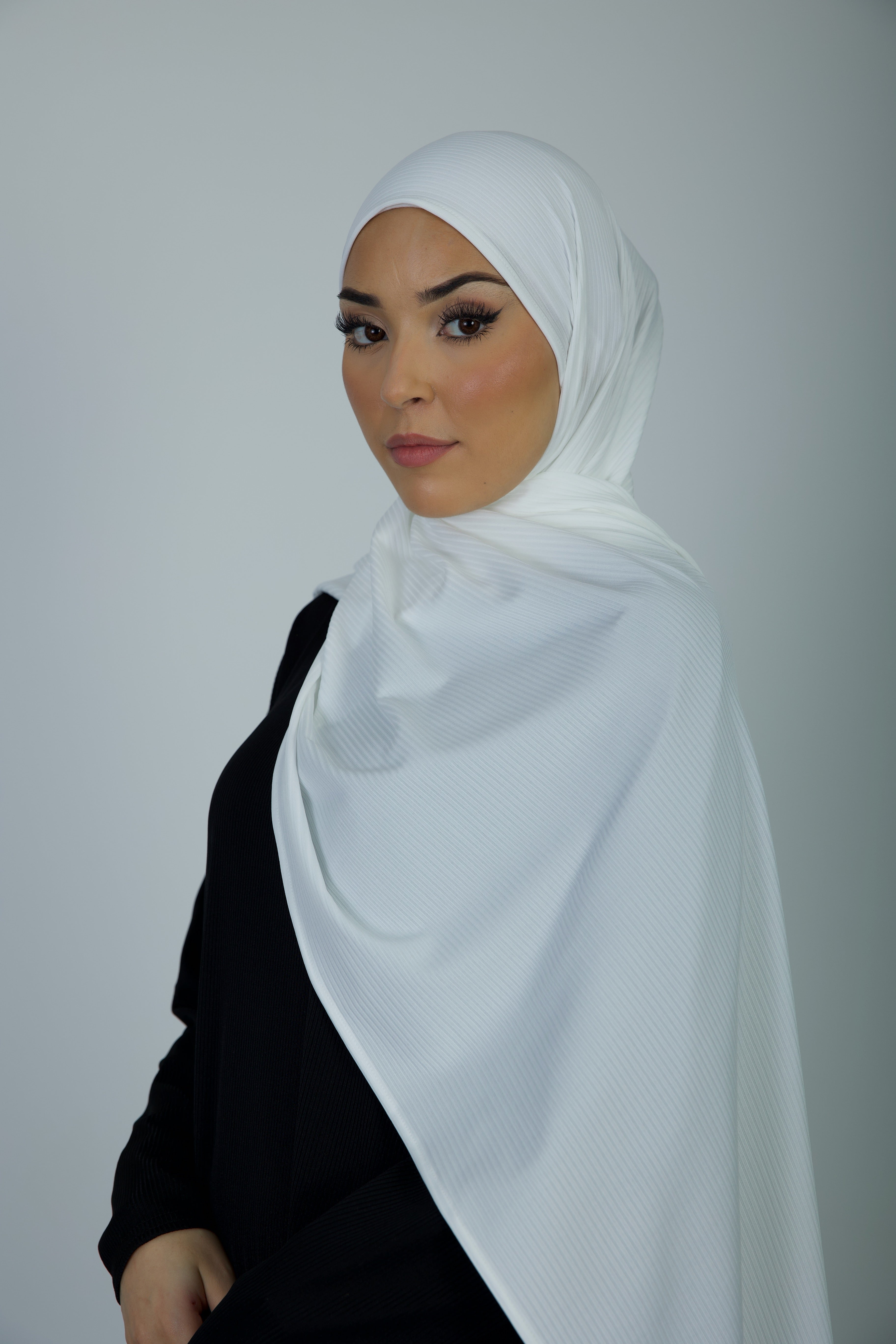 Premium White Ribbed Jersey Hijab - HAWAA Clothing UK